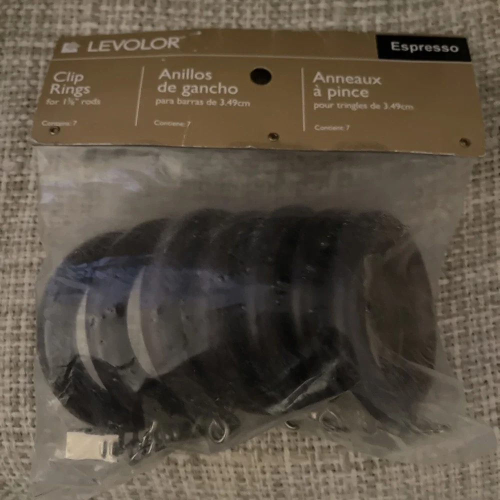 Levolor Espresso Wood Clip Rings for 1 3/8